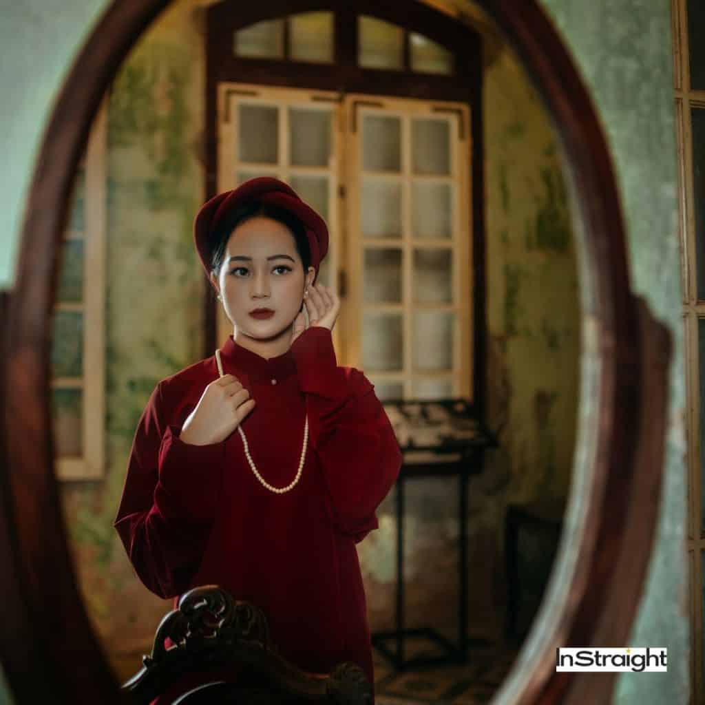 An old vintage oval mirror